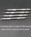 Pro Grade Hardness Test Kit With Four Stainless Steel Pens Dual End Nibs 2 3 4 5 6 7 8 9 Scale In Storage Box For Mineral Glass Tile And Concrete Coatings Scratch Testing, 155mm, 304 stainless steel