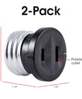 Polarized Handy Plug 2 Pack Light Socket To 2 Prong Outlet Adapter Easy Install UL Listed Black Converter dimensions shown