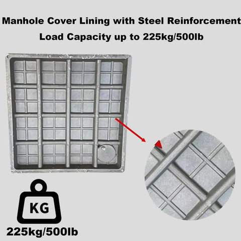Durable Resin Sewer Manhole Cover And Frame With Easy Lift Handle For Garden Yard And Lawn Weather Resistant Plastic Access Hatch 40 By 40 Cm Easy Drainage Solution For Inspection And Maintenance view