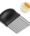 Amazon Crinkle Cutter with black handle and stainless steel wavy blade for potatoes and vegetables