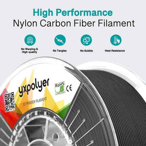 Premium Carbon Fiber Nylon 3D Printer Filament Pa6 Cf 1.75Mm 1Kg Roll Brings Ridiculous Strength And Heavy Duty Rigidity For Smooth Extrusion And Knockout Tough Builds On Pc Spools