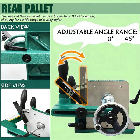 Heavy Duty Table Saw Tenoning Jig Built Rock Solid For Accurate Mortise Cutting And Fast Grip Setup, adjustable rear pallet view.