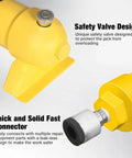 Close-up of 4 Ton Hydraulic Porta Power Kit Pusher Puller Ram Jack with safety valve design and solid fast connector in yellow.