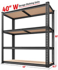 40 Inch Wide Heavy Duty Garage Shelving System With Rolled Edge Columns For Basement Pantry Storage And Workshop Organization Multipurpose Metal Shelves Sturdy Industrial Shelving Racks For Home And Office Use, 40 x 60 x 19.7 in