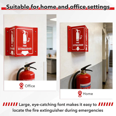 Fire Extinguisher Sign With Down Arrow 12 Pack 8x6 Inches Two Sided V Sign Acrylic With 4 Pre Drilled Holes And Matching Screws