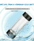 Your Portable Hydrogen Water Bottle Generator Is A Top Shelf Tool For Crafting 1500 PPB Antioxidant Drinks In Three Minutes Via Quick Usb Power So You Stay Hydrated Zero Sweat In A Comfortable 420ML Coffee Tinted Travel Cup with a splash effect.
