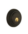 Rope Rosette Deadbolt In Oil-Rubbed Bronze for one door set with two sided finish, solid forged brass construction, two and three eighths inch backset