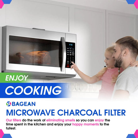 Charcoal Microwave Filter Replacement 7.68 x 4.85 Inches For Over The Range Hood Vent Odor Elimination And Freshens Kitchen Air 2-Pack Fits GE LG Kenmore Carbon Filter