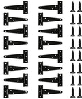 16 Pack 4 Inch T Strap Hinges Heavy Duty Matte Black Outdoor Gate Hardware with included screws, suitable for gates and barns.