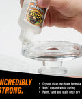Crystal Clear All Purpose Glue For Wood Metal Stone Ceramic Foam Glass And More Water Resistant Non Foaming Liquid Adhesive application on glass