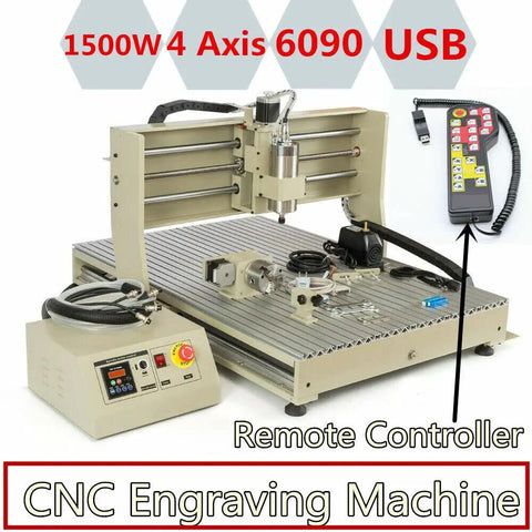 Beefy 4 Axis USB CNC 6090 Router Ball Screw Milling Machine Engraver For Wood Aluminum And Acrylic with remote control