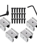 Industrial Linear Bearing Kit Two Pack 2200mm SBR20 Guide Rails With Four SBR20UU Carriages For 20mm Shaft Rods shown with screws