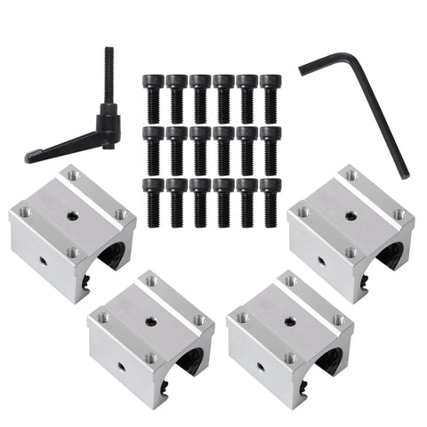Industrial Linear Bearing Kit Two Pack 2200mm SBR20 Guide Rails With Four SBR20UU Carriages For 20mm Shaft Rods shown with screws