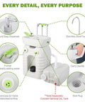 Detailed view of No Sweat 12 Gallon Heavy Duty Portable Hand Washing Station with soap dispenser and stainless steel faucet.