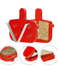 Rectangular Hollow Semi Metal Disc Brake Pads Set for MTB Bikes and Electric Scooters, 2 Pair, red with semi-metallic compound