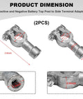 Heavy Duty Battery Connectors Converting Top Post To Side Terminal for wiring dimensions showing positive and negative adapters.