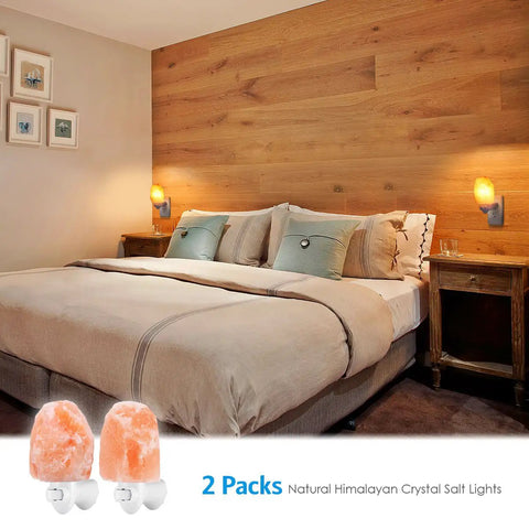Upgraded Natural Himalayan Crystal Salt Lamp Set With 4 Bulbs For A Cozy Lit Glow Mini 11.2 Oz Hand Carved Night Light UL Certified