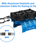 Dual 30mm RC Car Cooling Fans With Metal Heatsink, Up To 28000 RPM, shown with aluminum heatsink and extension cables