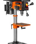 10 Inch Benchtop Drill Press With Laser Guide And LED Work Light, 6.2 Amp Motor, Cast Iron Construction, 5 Speed Belt Drive