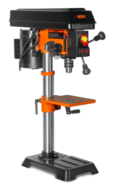 10 Inch Benchtop Drill Press With Laser Guide And LED Work Light, 6.2 Amp Motor, Cast Iron Construction, 5 Speed Belt Drive