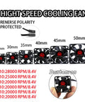 Ultra Fast RC Motor Cooling Fan With High Speed Heatsink 28000 RPM 6V To 8.5V sizes 25-50mm for RC cars, trucks, crawlers