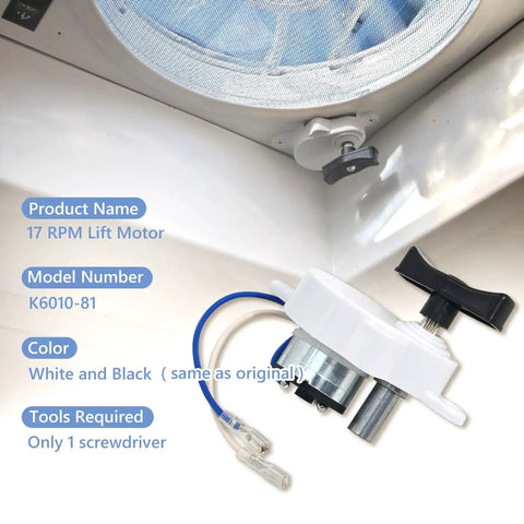 K6010-81 OEM Roof Vent Lift Motor for RV Vent Fans Dometic Fan-Tastic B Series White Cap Replacement 17 RPM with 4 Screws Included Reliable OEM Part Ships Fast