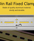 Din Rail Fixed Clamp Clip For 35mm Relay Mounting Beefy Aluminum Alloy Bracket, silver color with mounting slots