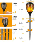 Outdoor Solar Torch Lights With 99 LEDs Realistic Dancing Flame Effect 43 Inch Tall Waterproof Pathway Lighting installation guide