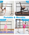 5 Foot Freestanding Ballet Barre With 10 Adjustable Heights From 11 To 47 Inches 350 Lb Capacity Steel Portable Double Barre in various settings