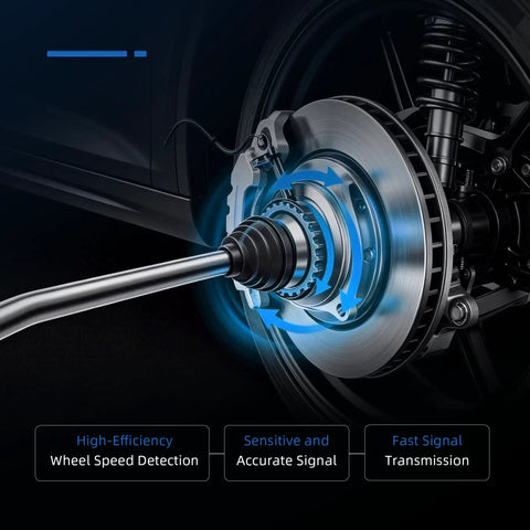 Close-up of ABS wheel speed sensor installed on Dodge Charger, showcasing high-efficiency function. Slap These Tight Abs Wheel Speed Sensors On Front Rear Left And Right Ends To Keep Your Ride Slick And Safe Perfect Direct Fit For Chrysler 300 Dodge Charger 2005 To 2010.