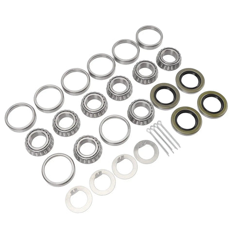 Heavy Duty Trailer Wheel Hub Bearings Kit 4 Piece Steel Alloy L44643 Inner Outer Bearings With Grease Seals Cotter Pins Washers