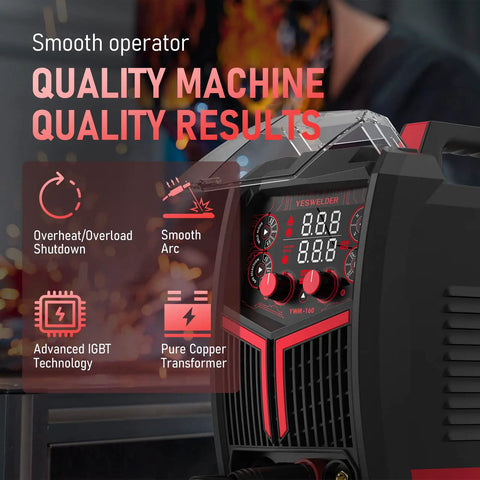 Display view of Do It All 4 In 1 Dual Voltage 110V And 220V MIG Welder with 160 Amp output highlighting LED digital display.