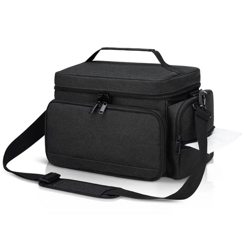Breast Pump Travel Bag With Water-Resistant Mat And Removable Divider, Large Capacity Carrying Case, Black, side angle view.