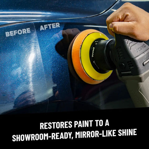 Image showing application of One Step Scratch And Swirl Remover Compound And Polish For Restoring Showroom Shine And Paint Clarity Car Scratch Remover Works On Cars Trucks SUVs Motorcycles RVs And More 16 Oz on car paint