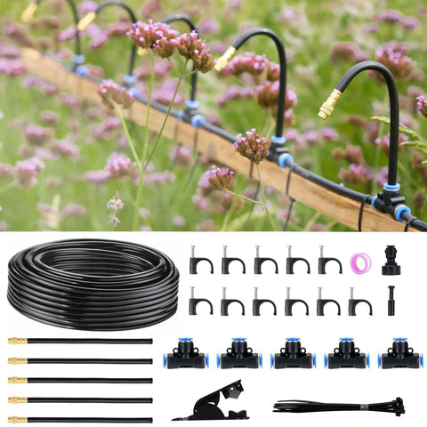 Automatic Drip Irrigation Kit With Five Sixteenth Inch Tubing Copper Atomizing Nozzles for garden setup and components