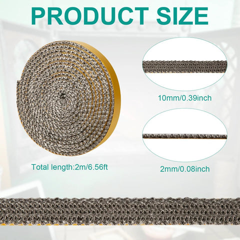 NQEUEPN fireplace gasket rope, self-adhesive fiberglass seal, 6.56 ft long, 0.4 in x 0.08 in for wood stoves