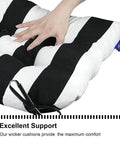 All Weather Wicker Chair Cushions Set Of 2 For Indoor Outdoor Use 19 By 19 Inches Black And White Water Repellent Fabric