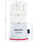 Heavy Duty Insulated Gloves For Dry Ice And Liquid Nitrogen Handling, 14 Inch, displaying measurements with text label.
