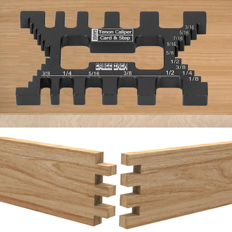 Hella Precise CNC Machined Aluminum Alloy Dovetail Jig Caliper For Woodworking Workbench Setup And Saw Router Table Joint Control With Crisp Imperial Metric Scales on wood with measuring scales.