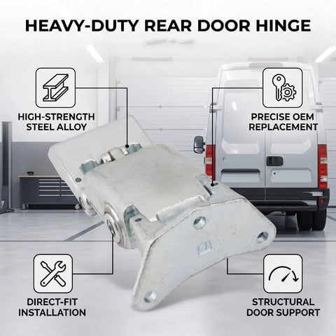 Heavy Duty Rear Door Hinge For Driver Side Crafted From Premium High Strength Steel Alloy, detailed installation view with OEM features.