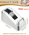 Heavy Duty Frosted Tape Dispenser Slick Non Skid Desk Holder Built Tough For One Hand Snipping Silver Plastic Organizer, dimensions 120x60mm.