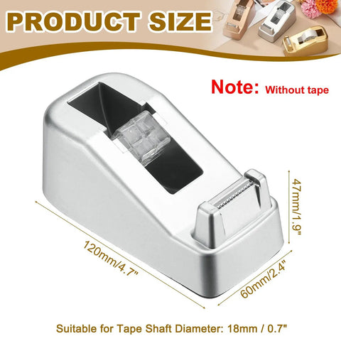 Heavy Duty Frosted Tape Dispenser Slick Non Skid Desk Holder Built Tough For One Hand Snipping Silver Plastic Organizer, dimensions 120x60mm.