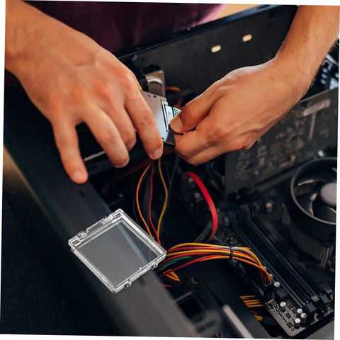 Push Button Safety Cover 2 Pack Sturdy Plastic Protection Cap near open computer setup preventing accidental presses