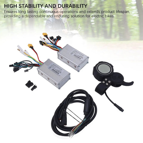 52V 25A 1200W Electric Bike Controller Kit With LCD Display Aluminum Alloy Housing Dual Drive System Full Wiring Harness