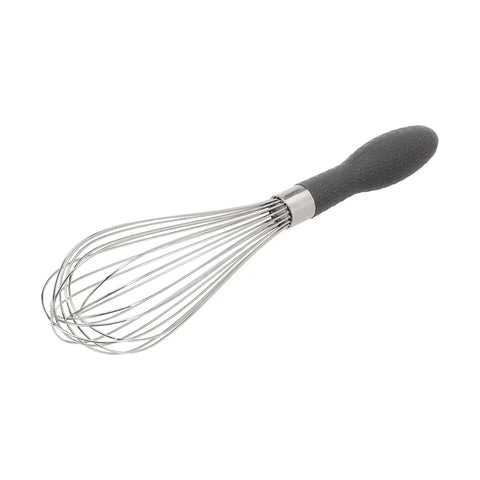 Stainless Steel Balloon Whisk from 3 Piece Set with Easy Grip Ergonomic Handle in Black and Silver for Kitchen Use