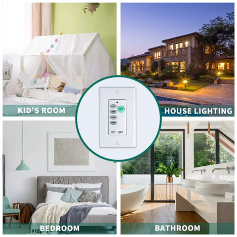 Universal Ceiling Fan Control Transmitter Only 3 Speed Wall Controller with Full Range Dimmer in different room settings