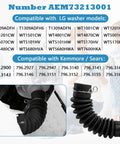 Washer Drain Hose Assembly For LG And Kenmore Washers With Thick Tub To Pump Connector And Stainless Steel Clamps shown on model list