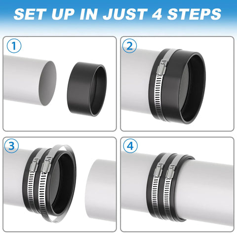 Step-by-step setup of All In One Thickened Silicone Dryer Vent Seal Kit With Two Heavy Duty Stainless Steel Clamps for ducts