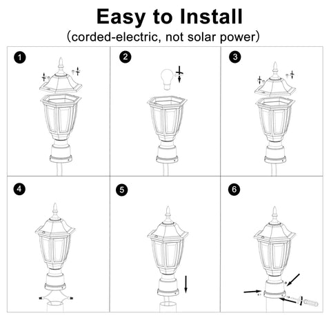 Dope Outdoor Post Light LED Lantern With Pier Mount Base installation steps