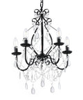 Black Crystal Chandelier With 5 Lights, K9 Crystal Raindrops, Iron Ceiling Light Fixture, Adjustable 47.24 Inch Chain